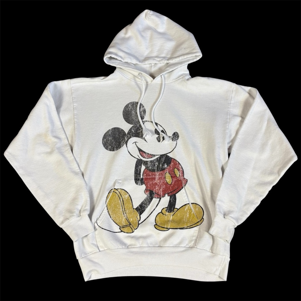 Disney Parks Authentic Unisex Hanes Mickey Mouse Pullover Hoodie White Medium